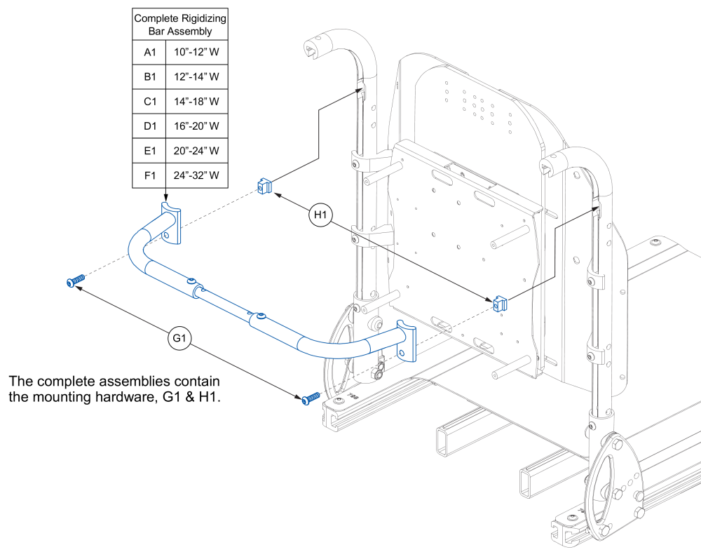 Back Cane Rigidizing Bars, Tb3 parts diagram