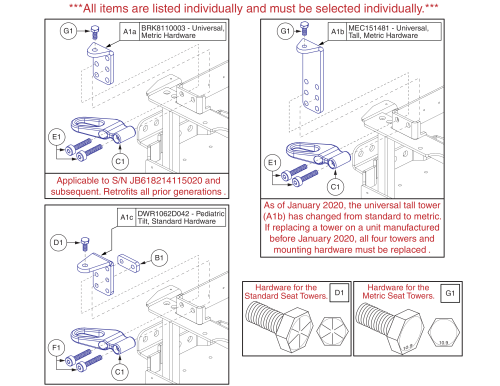 Transit Loops & Seat Mount L-bracket Assy's, Q6 Edge parts diagram