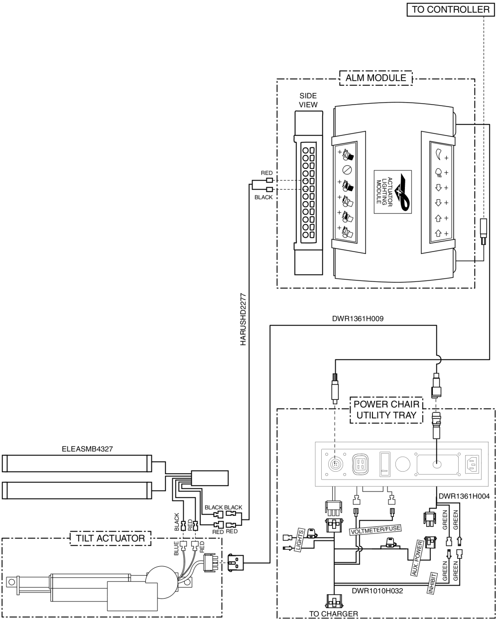 Electrical Diagram - Tilt Thru Joystick, Remote Plus, Gen 1 parts diagram