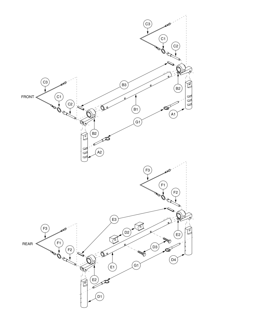 Universal - Universal Towers & Spanners - Tower Spanner Quick Release 16.125 Slotted parts diagram