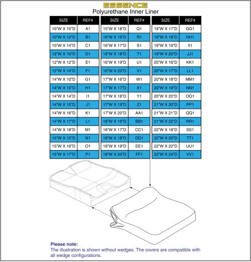 Polyurethane Inner Liner - Essence parts diagram