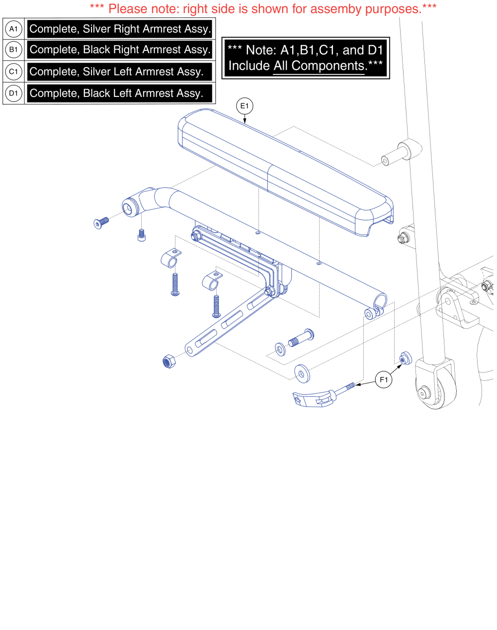 Armrest Assy, Jazzy Passport / I-go+ parts diagram