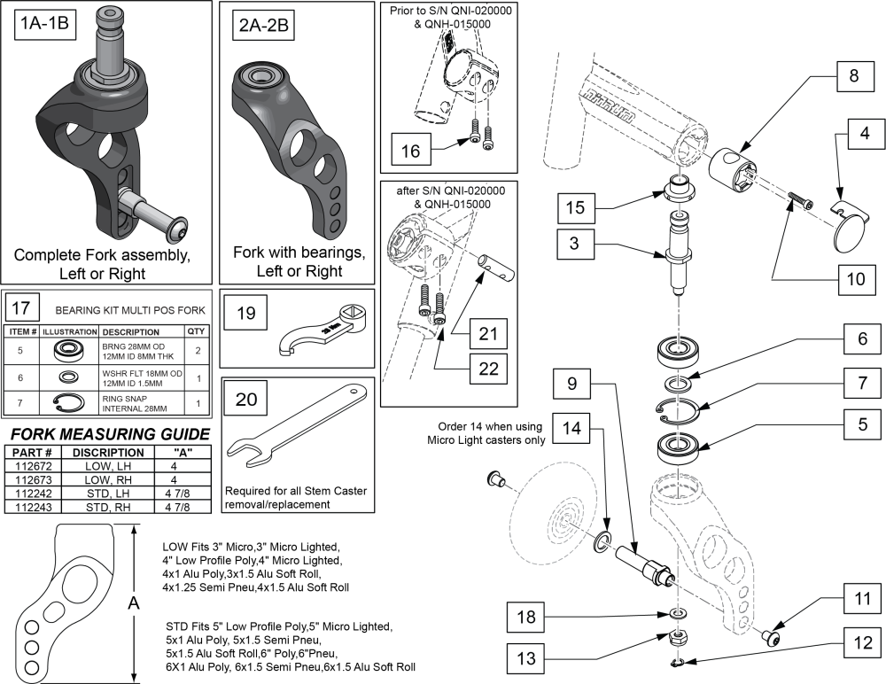 Single Sided Fork Multiple Position parts diagram