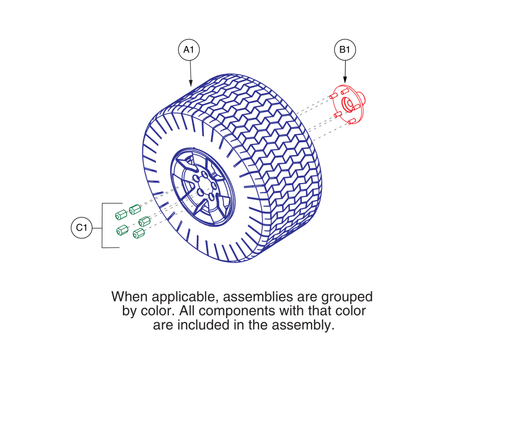 Rear Wheel Assy. - Pneu. Turf Tire parts diagram