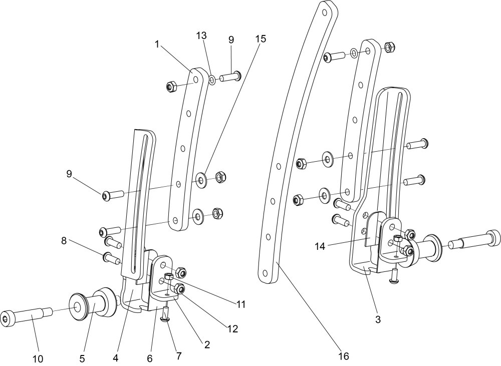 Flexi Arm Lock Post Kit Rehab parts diagram