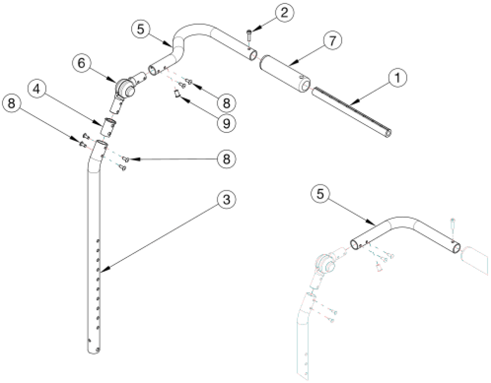 Flip Fixed Height With Adjustable Handle Backrest - Growth parts diagram