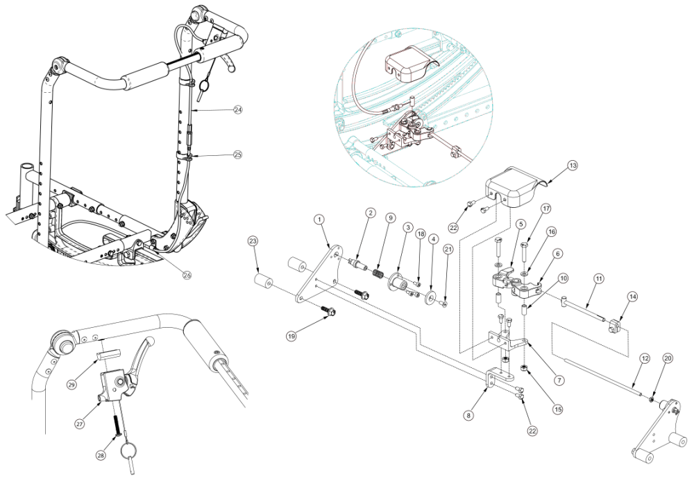 (discontinued 4) Focus Cr Hand Tilt Mechanism Fixed Height With Adjustable Handle Back parts diagram