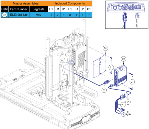 Ql3 Lm, Tb3 Lift Seating, Used W/ Aam (stretto W/ Front Seat And Rear Door Lights) parts diagram