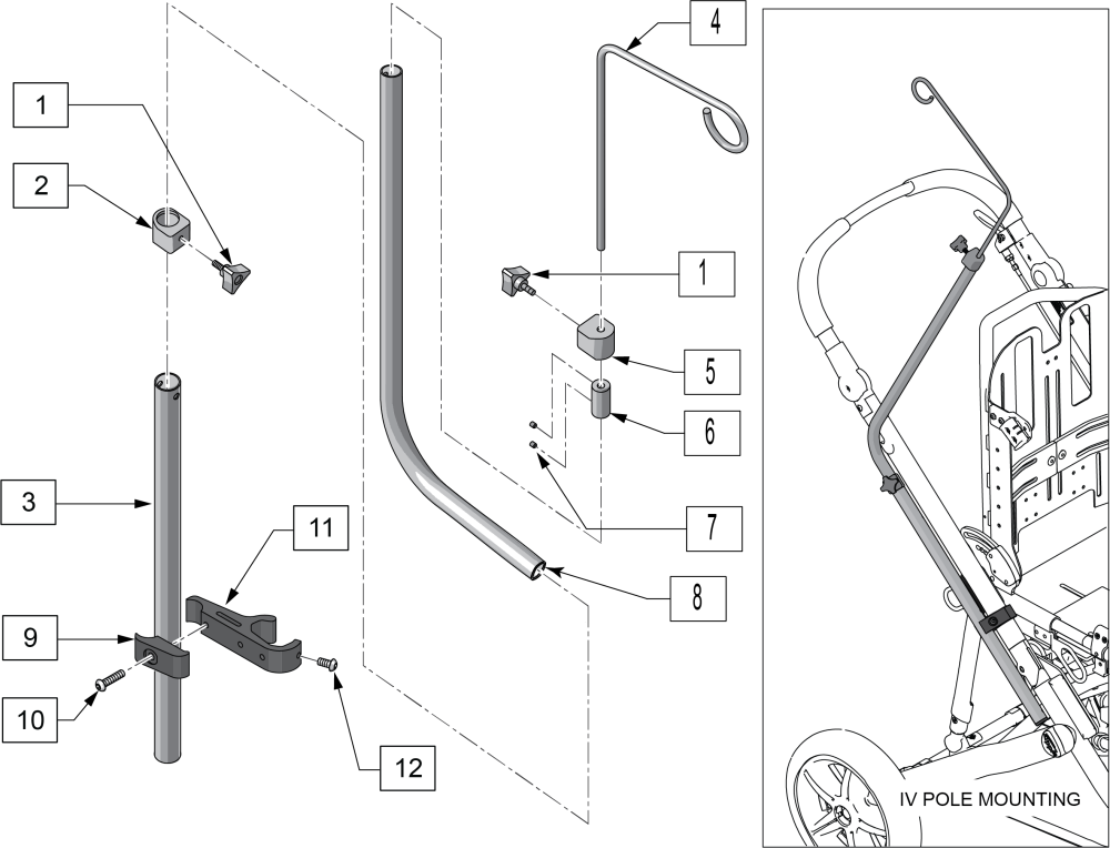 Iv Pole Assembly parts diagram