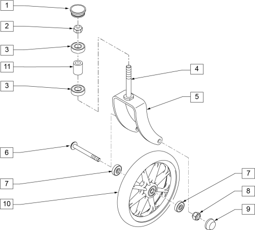 Caster Fork Assm (steel Transport) parts diagram