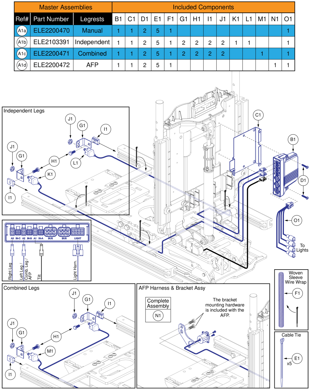 Ql3 Am3l, Tb3 Tilt (units W/ Full Seat Mounted Lights) parts diagram