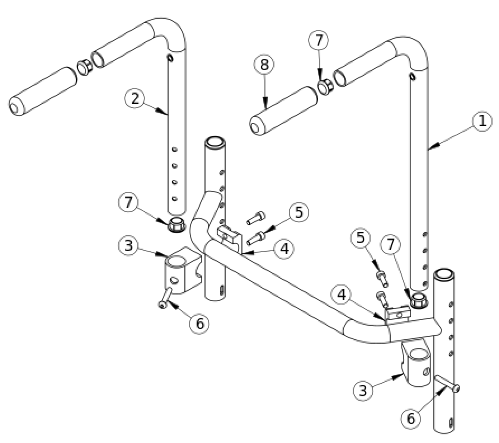 (discontinued) Bolt-on Push Handle Rigid parts diagram
