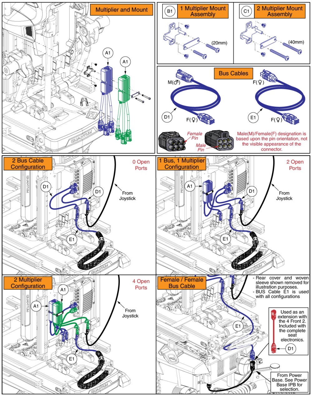 Q-logic 3 Multiplier Harness, Mounts, & Bus Cables, Tru Balance® 4 parts diagram