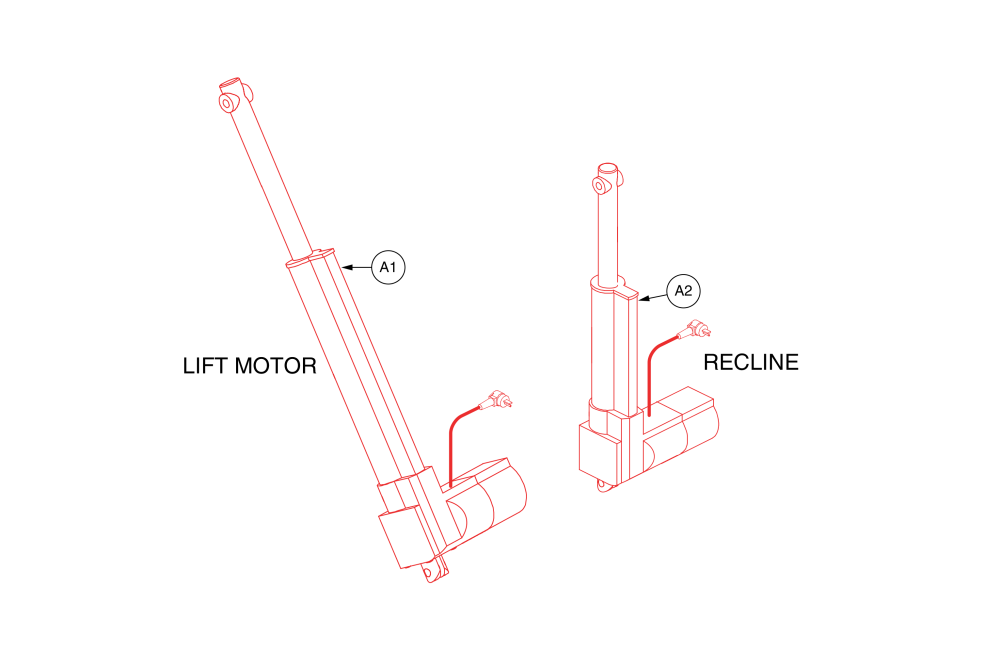 Trendelenberg Actuators, Back & Base, Drvmotr1477 / Drvmotr1478 parts diagram