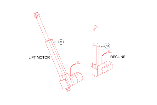 Trendelenberg Actuators, Back & Base, Drvmotr1477 / Drvmotr1478 parts diagram