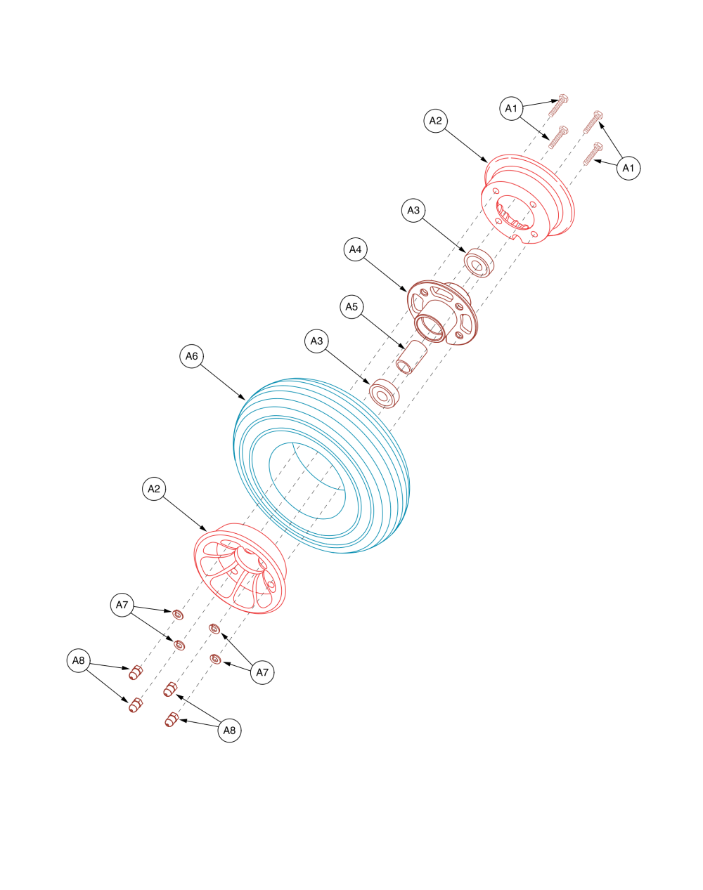 Wheel Assembly - Front, 3 Wheel, Solid Wheel parts diagram