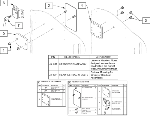 Universal Headrest Mount parts diagram