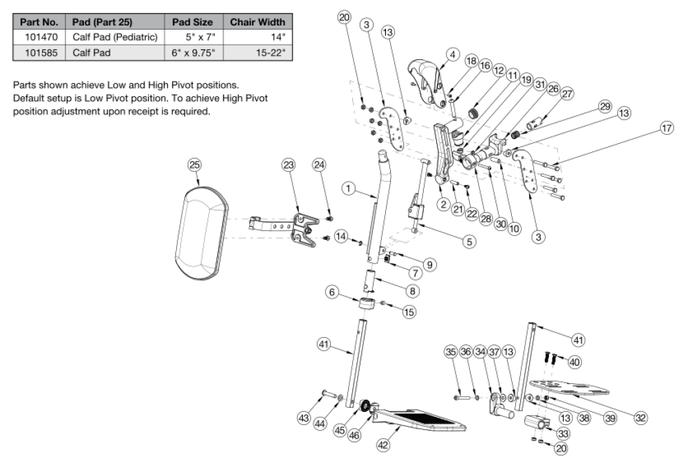Liberty Pro Elevating Leg Rest parts diagram