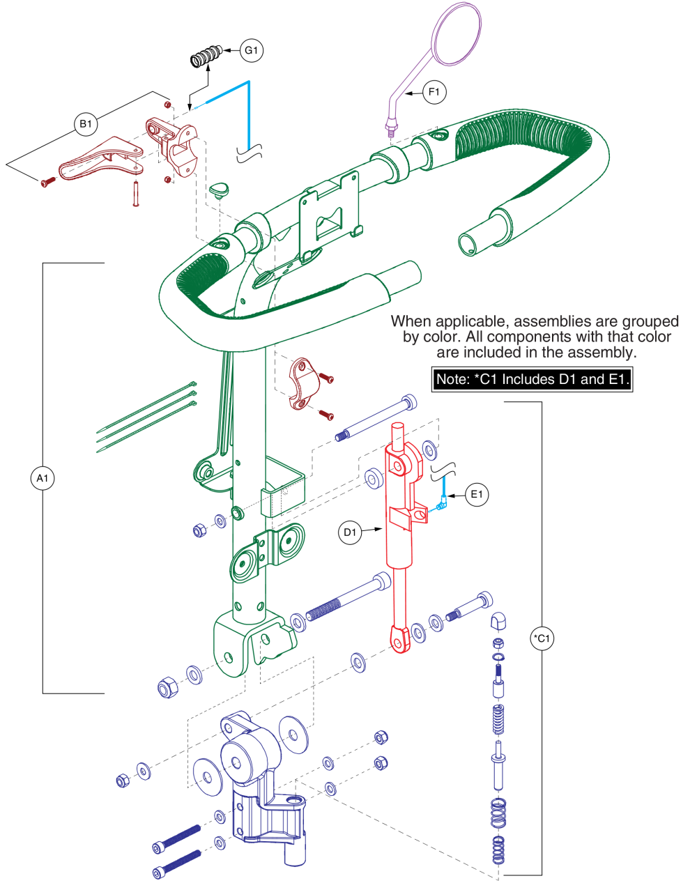 Tiller Assy parts diagram