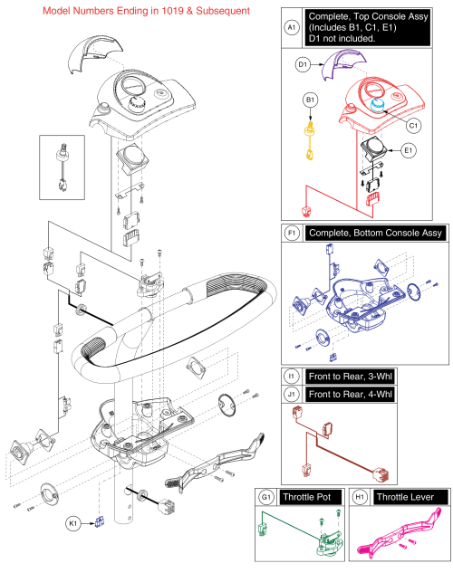 Console W/delta Tiller, With Delta Tiller (model Numbers Ending 1019 & Subsequent) parts diagram