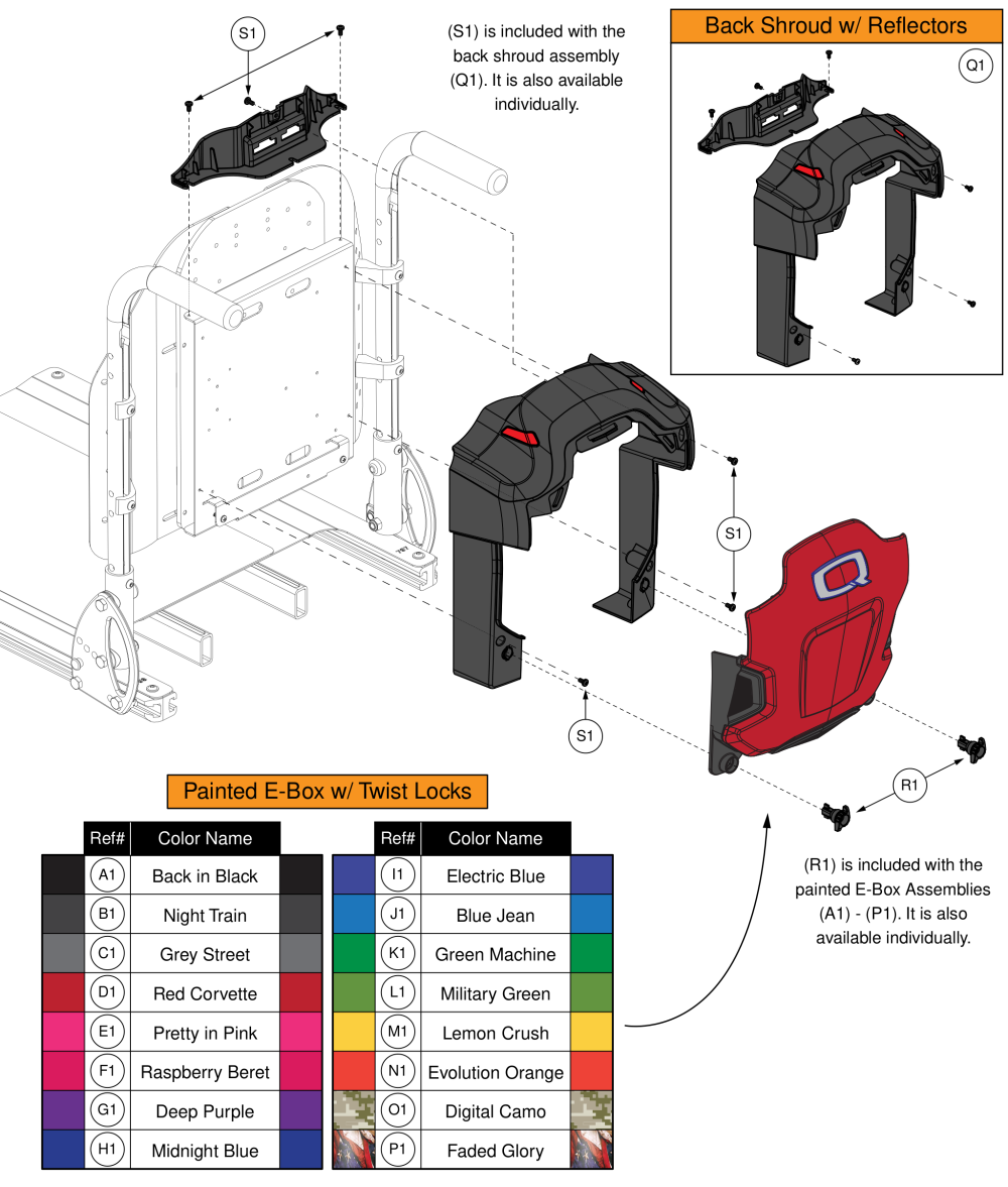 Electronics Box, Redesigned, For Back Canes parts diagram