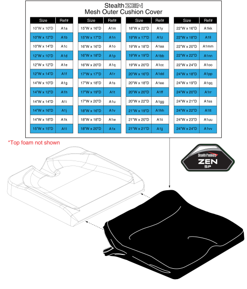 Outer Cover, Mesh - Stealth Zen parts diagram