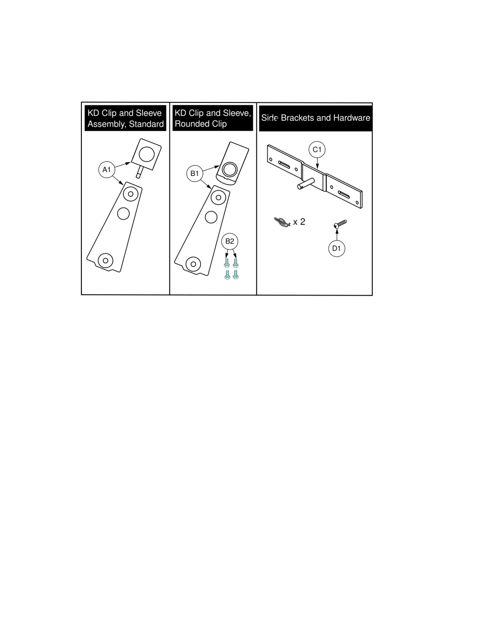 Kd Brackets, Clips And Sleeves parts diagram