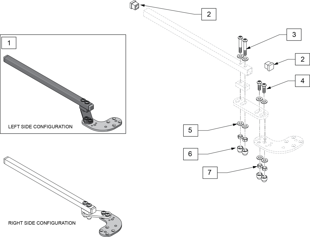 Fixed Joystick Mount For Lite Spha Armrest parts diagram