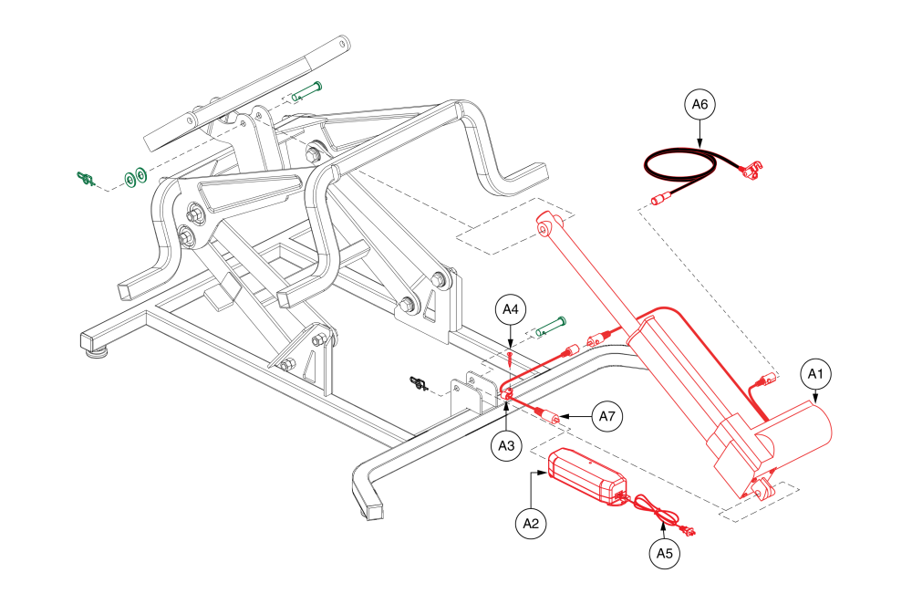 Lc106, Single Motor, Lift Chair parts diagram