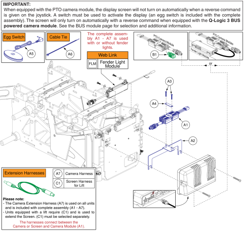 Pto Backup Camera Module, Q-logic 3, Stretto parts diagram