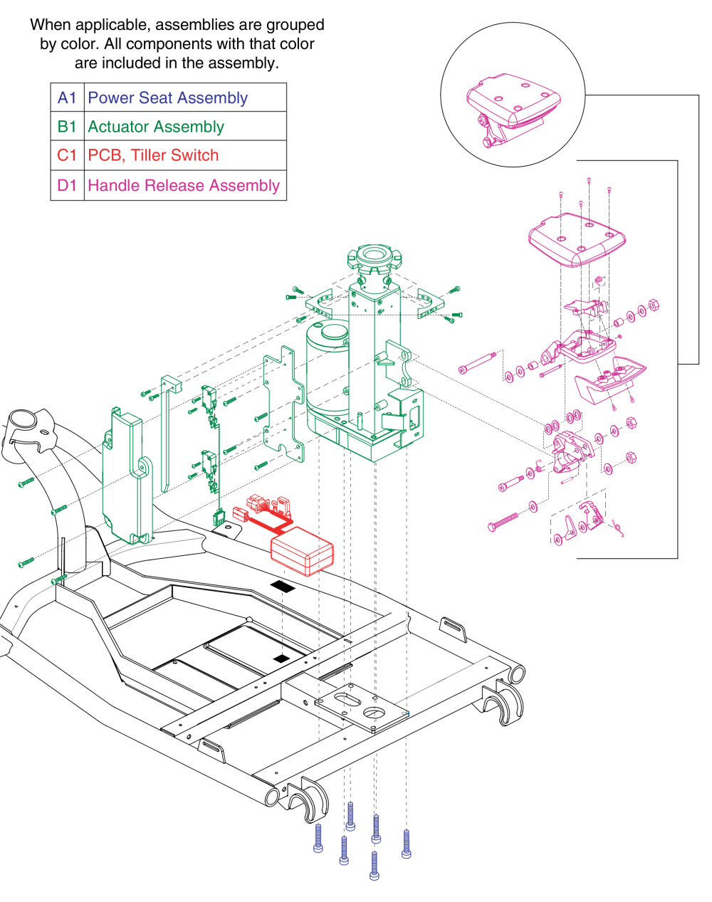 Power Seat & Lock-up Assy parts diagram