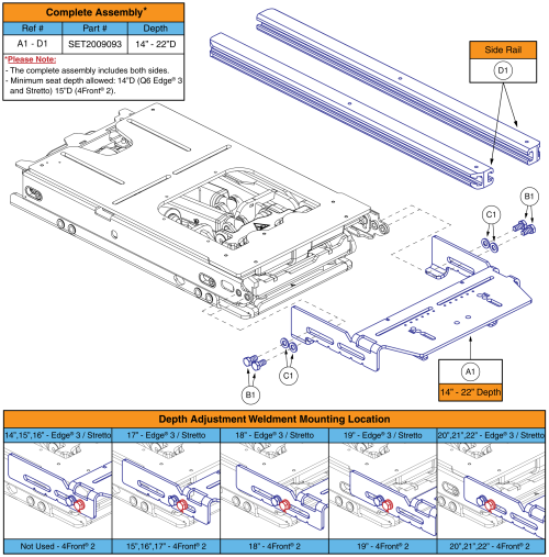 Seat Depth Components, Tru Balance® 4 parts diagram