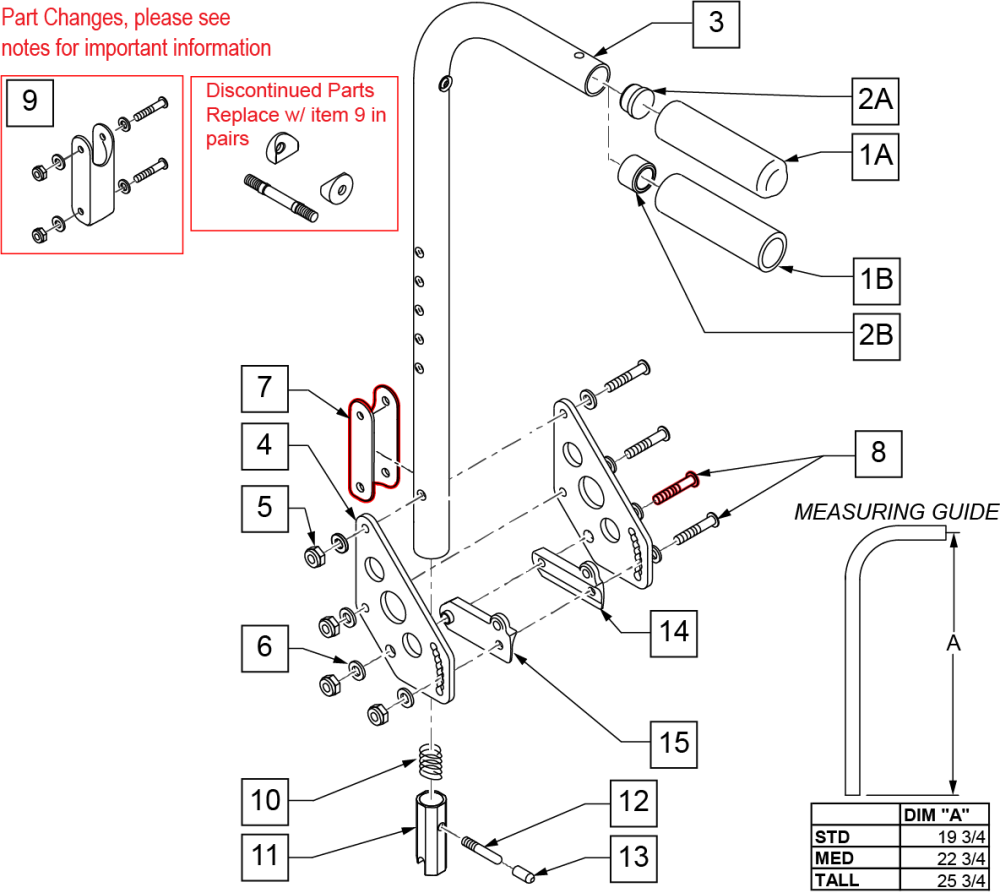 D.a.b. Fixed Height Stroller Handles parts diagram