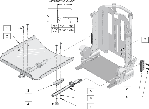 Upper Extremity Support Tray (s/n Prefix Zv-) Eiz14 parts diagram