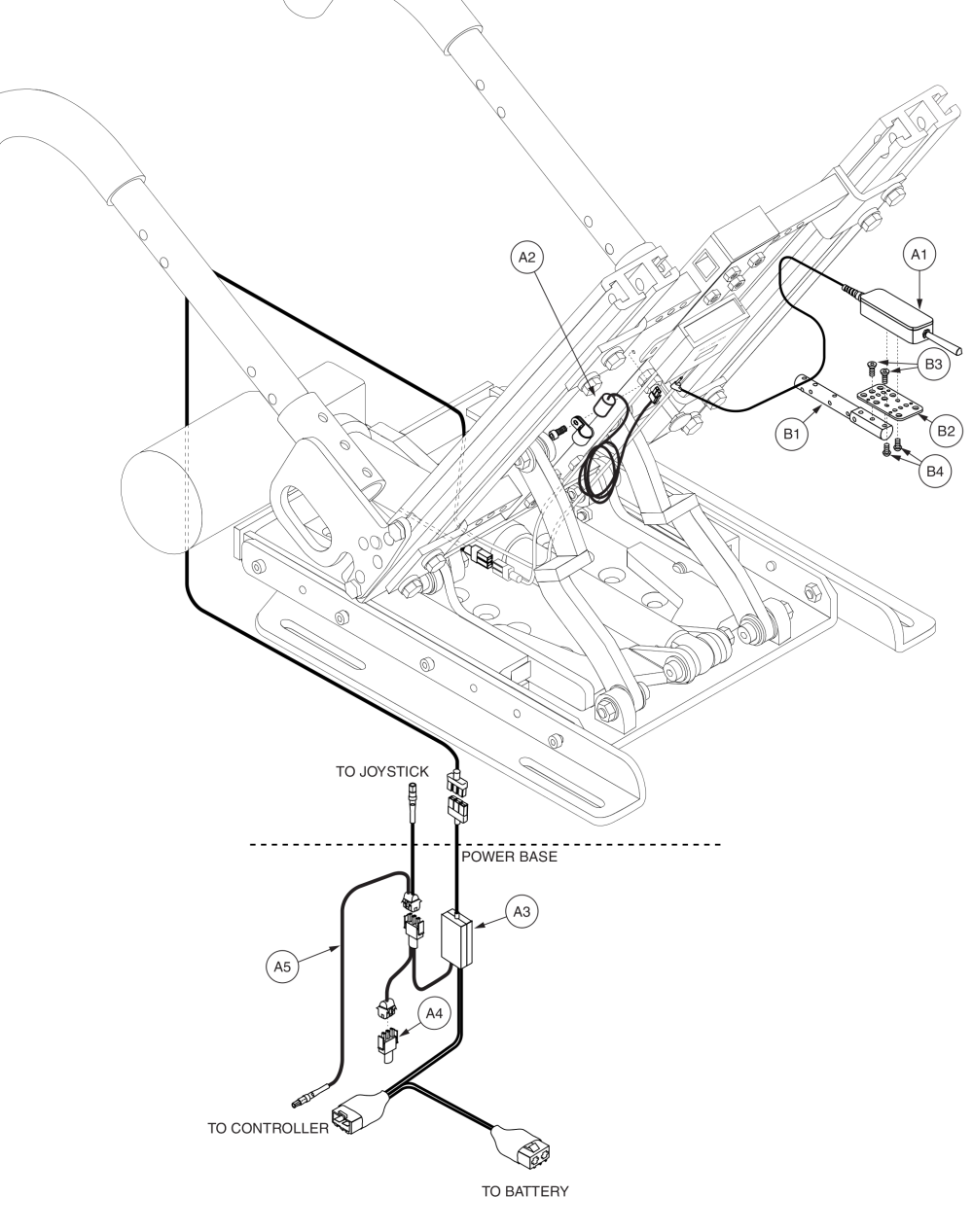 Remote Plus Tilt Thru Dual Toggle Switch Electronics, Pediatric Tilt parts diagram