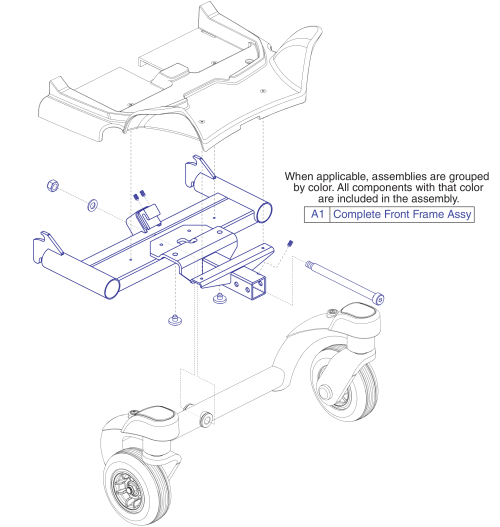 Front Frame Assy, Jazzy Select Traveller parts diagram