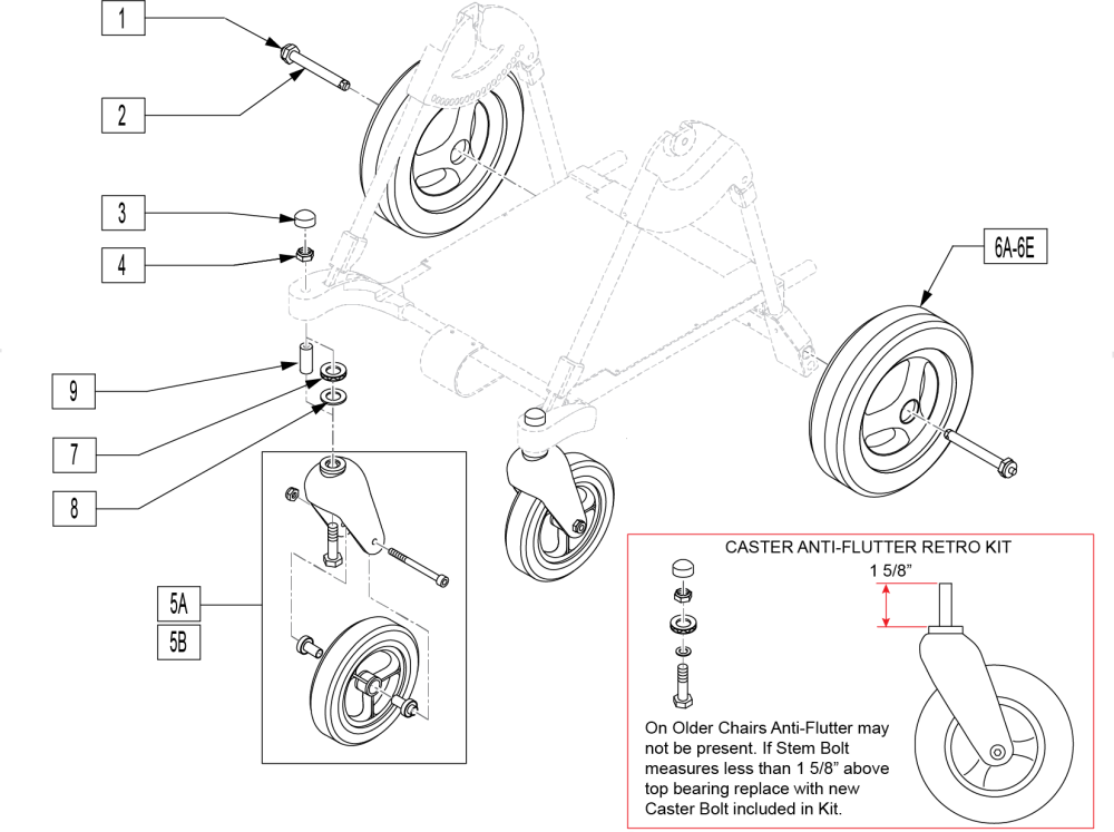 Wheel / Caster Assembly parts diagram
