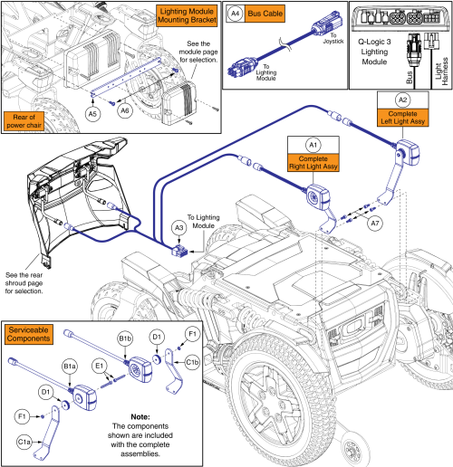 Base Mounted Light Assemblies, 4front 2 parts diagram