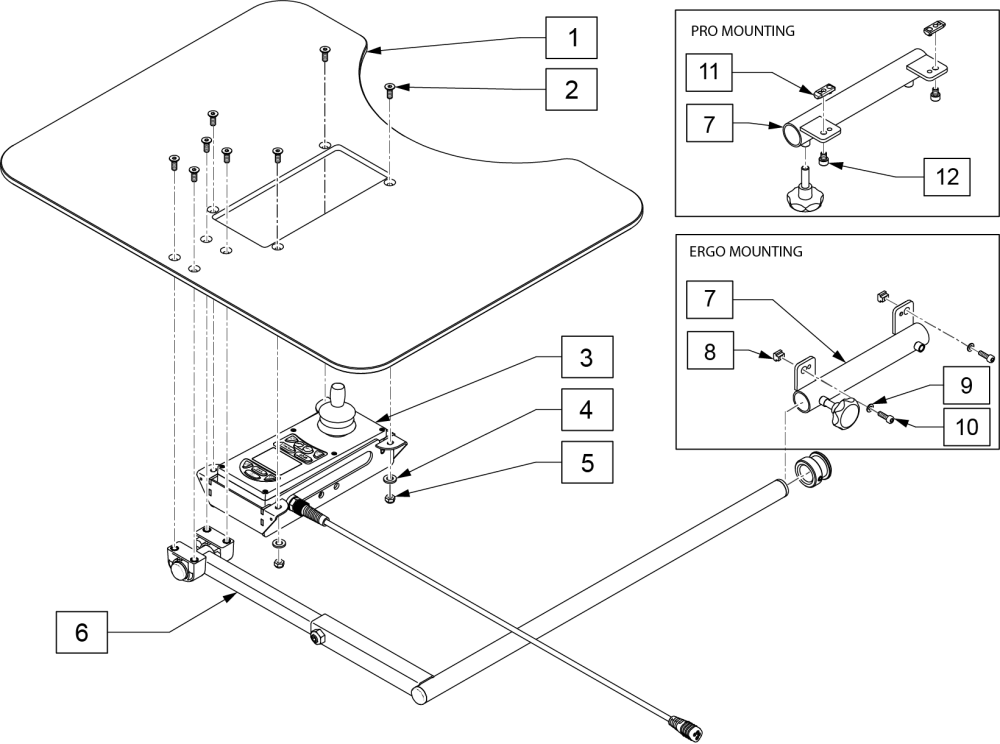 Table Top Control Joystick parts diagram