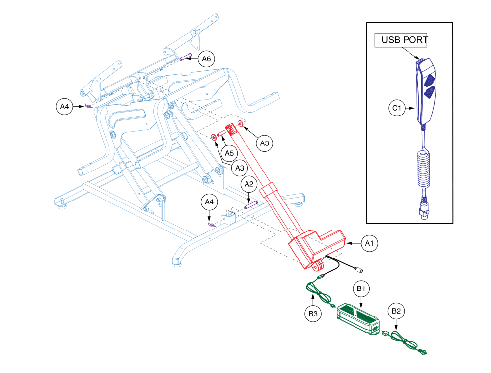 Nm1450, Nm1750, Nm1950, Nm2001, Nm5001 Single Motor Lift Chair parts diagram