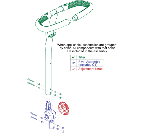 Tiller Assembly, Jazzy Zts parts diagram