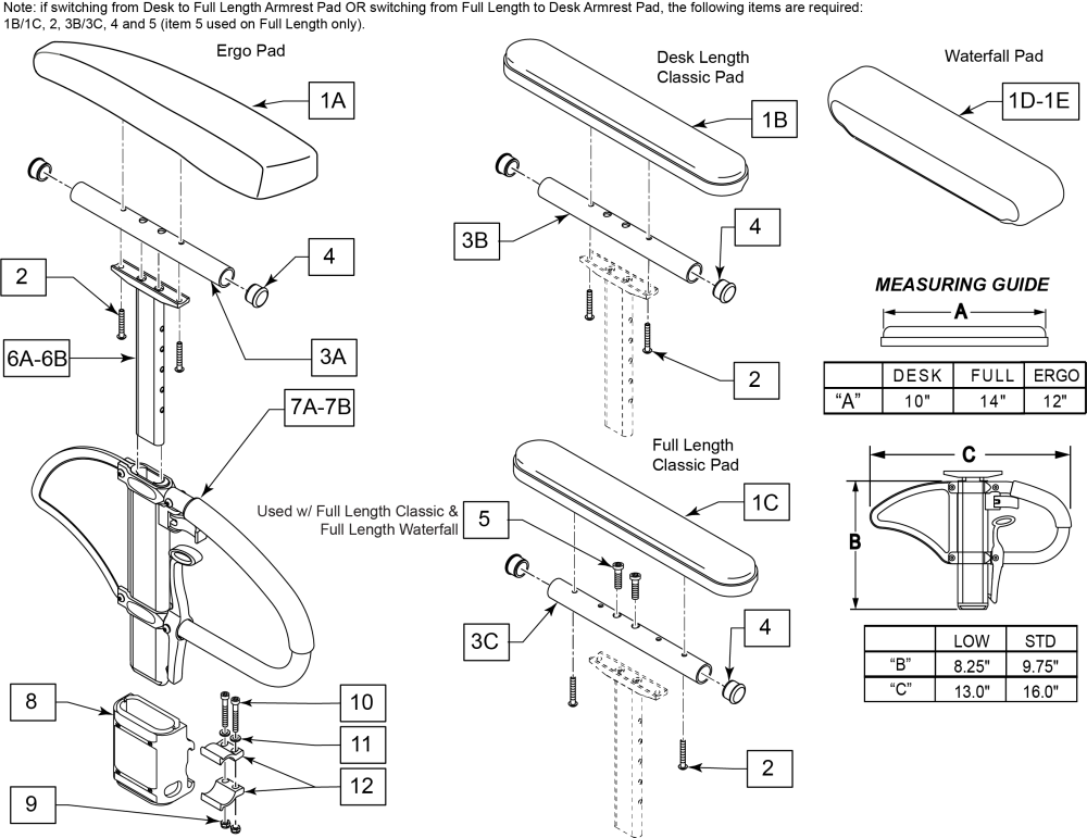 Single Post Height Adj Armrest & Receiver S/n Prefix Q2x & Q2xl parts diagram