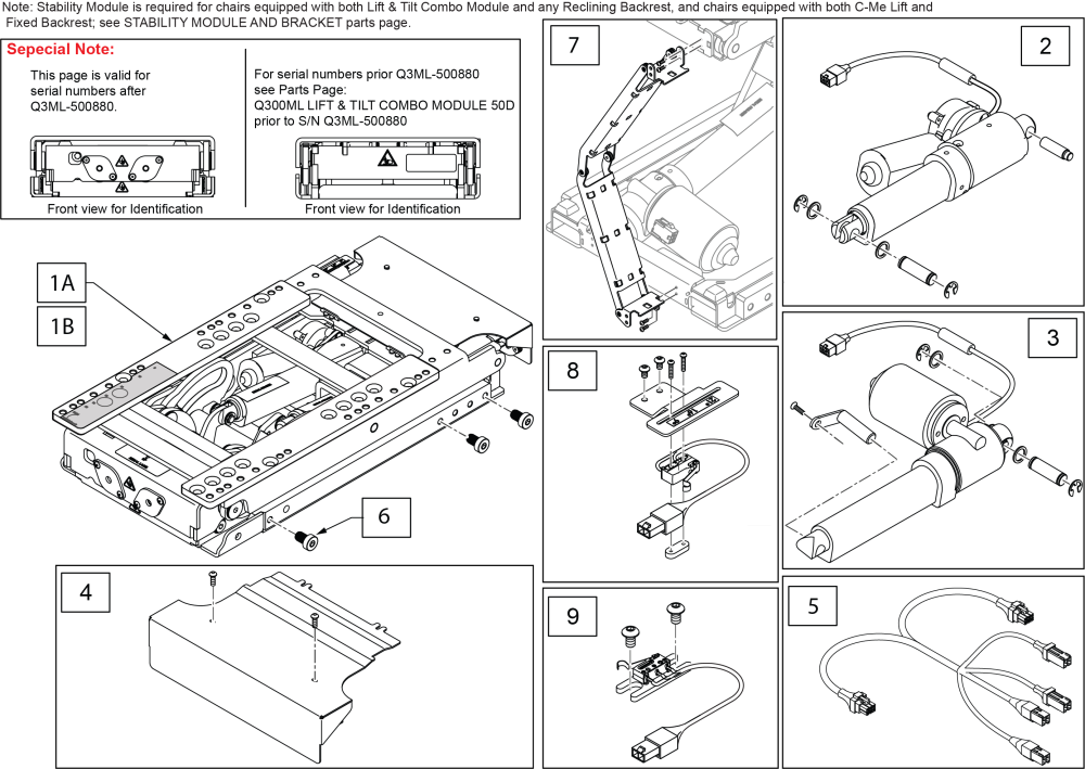 Q300ml 50d Tilt & Lift Combo Module After S/n Q3ml-500880 parts diagram