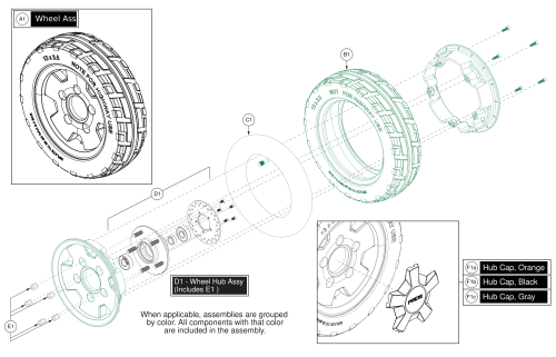 Front Pneumatic Wheel Assy, Pursuit 2 parts diagram