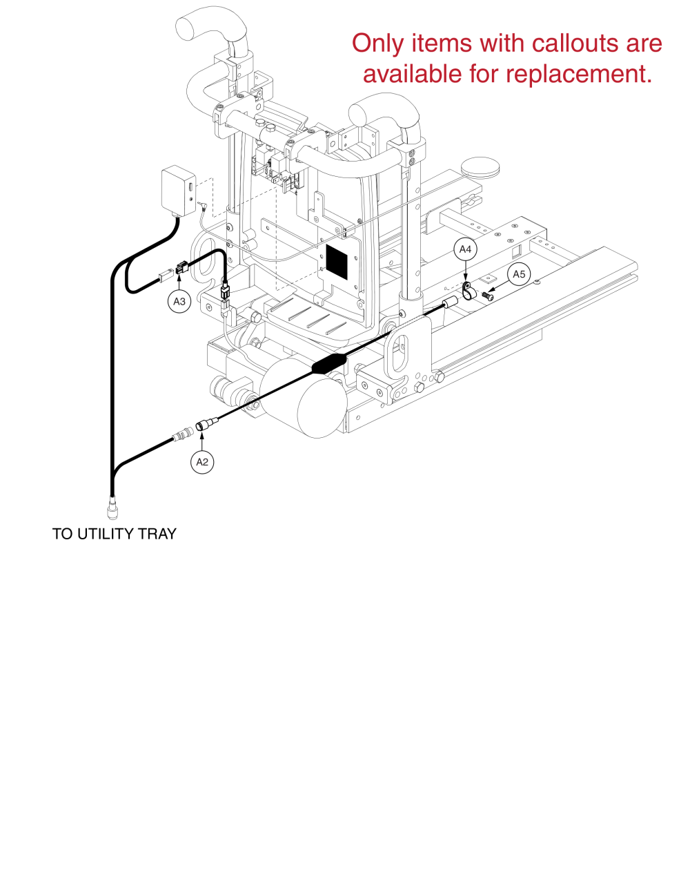 Q-logic Tilt Thru Single Switch, Pediatric Tilt parts diagram