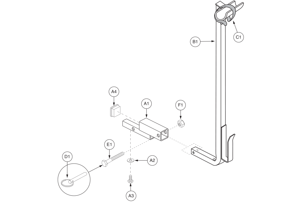 Walker Holder - Synergy Seat parts diagram