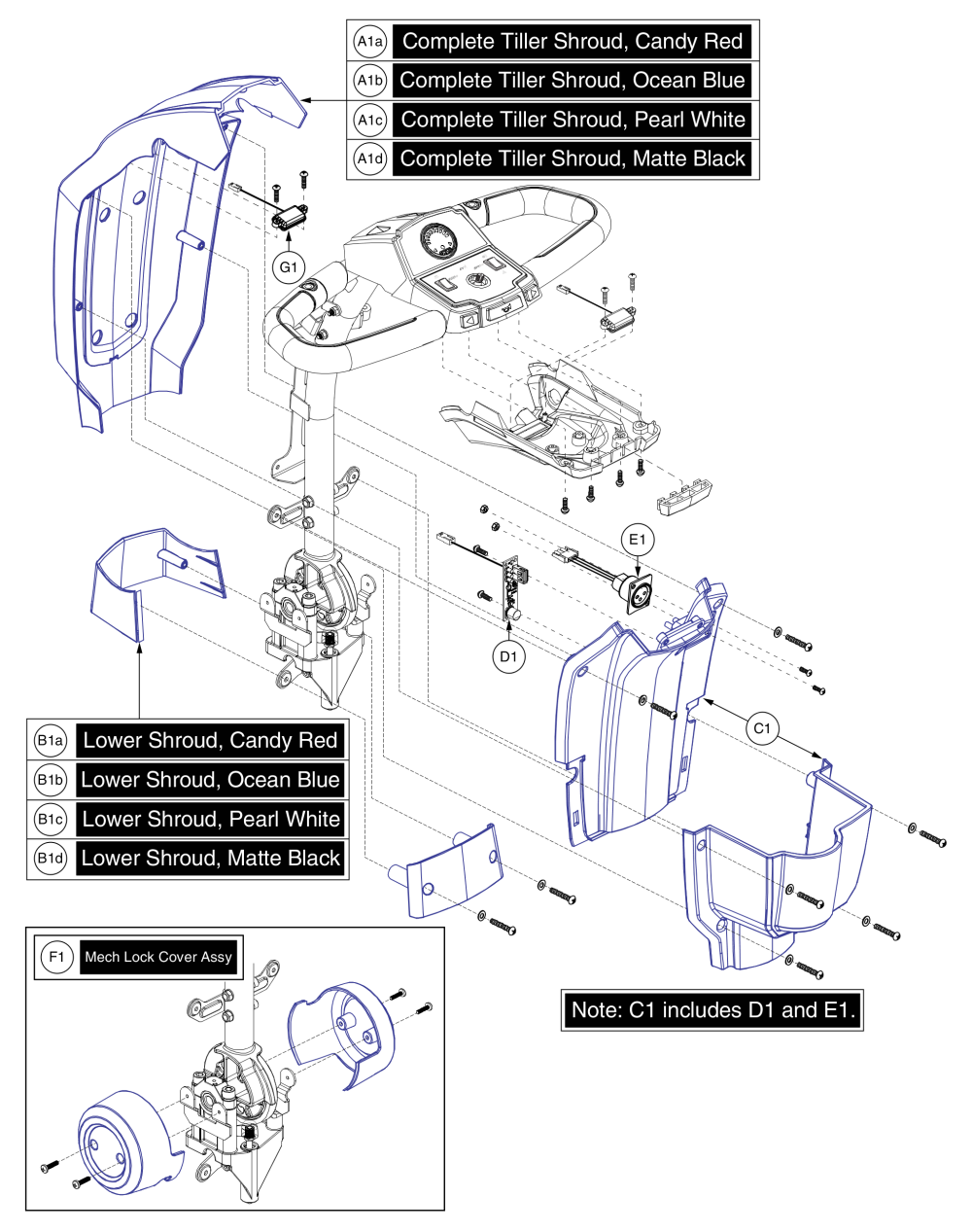 Tiller Shroud parts diagram