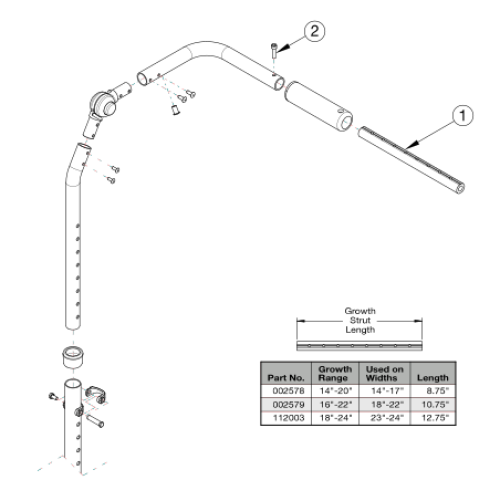 Focus Cr Height Adjustable With Adjustable Handle Backrest - Growth parts diagram