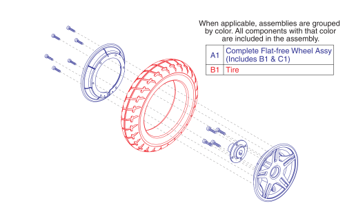 Flat-free Drive Wheel Assy, Jazzy Select 14 parts diagram