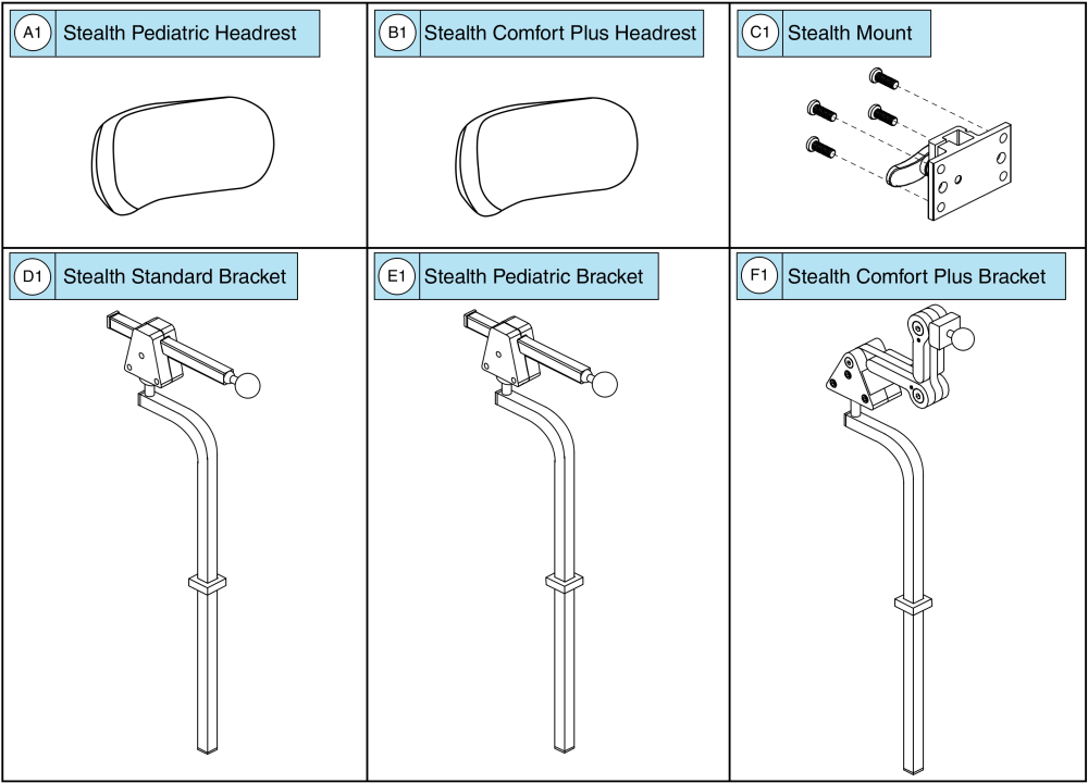 Headrests, Pediatric Tilt parts diagram